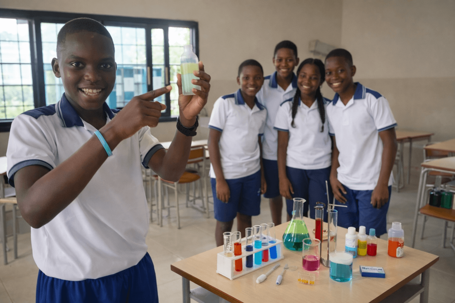 Students coding together during a STEM club session